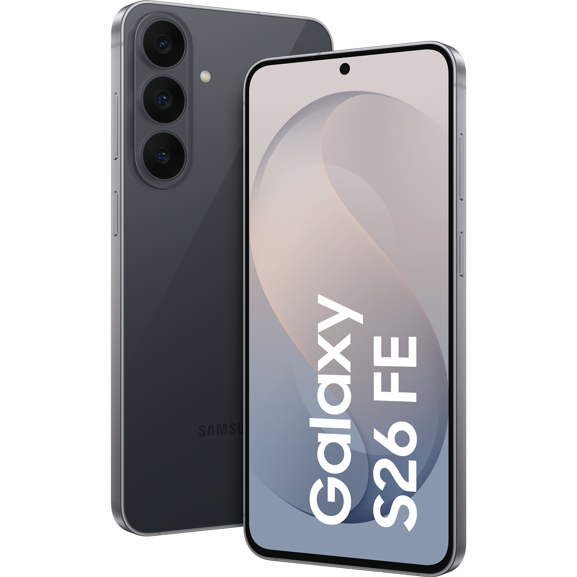 Samsung Galaxy S26 FE Vorder- und Rückansicht Graphite.