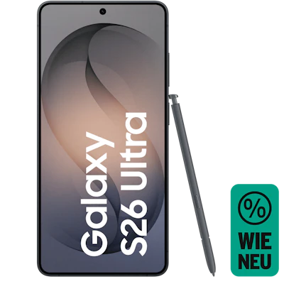 Vorderansicht Samsung Galaxy S26 Ultra Schwarz mit S-Pen. Wie neu.