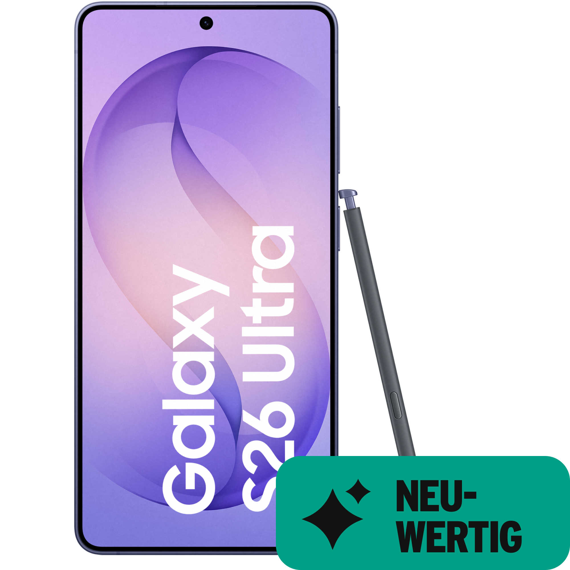 Vorderansicht Samsung Galaxy S26 Ultra Kobaltviolett mit S Pen. Neuwertig.