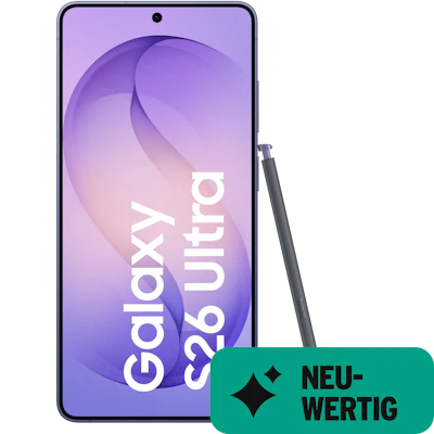 Vorderansicht Samsung Galaxy S26 Ultra Kobaltviolett mit S Pen. Neuwertig.