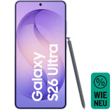 Vorderansicht Samsung Galaxy S26 Ultra Violett mit S-Pen. Wie neu.
