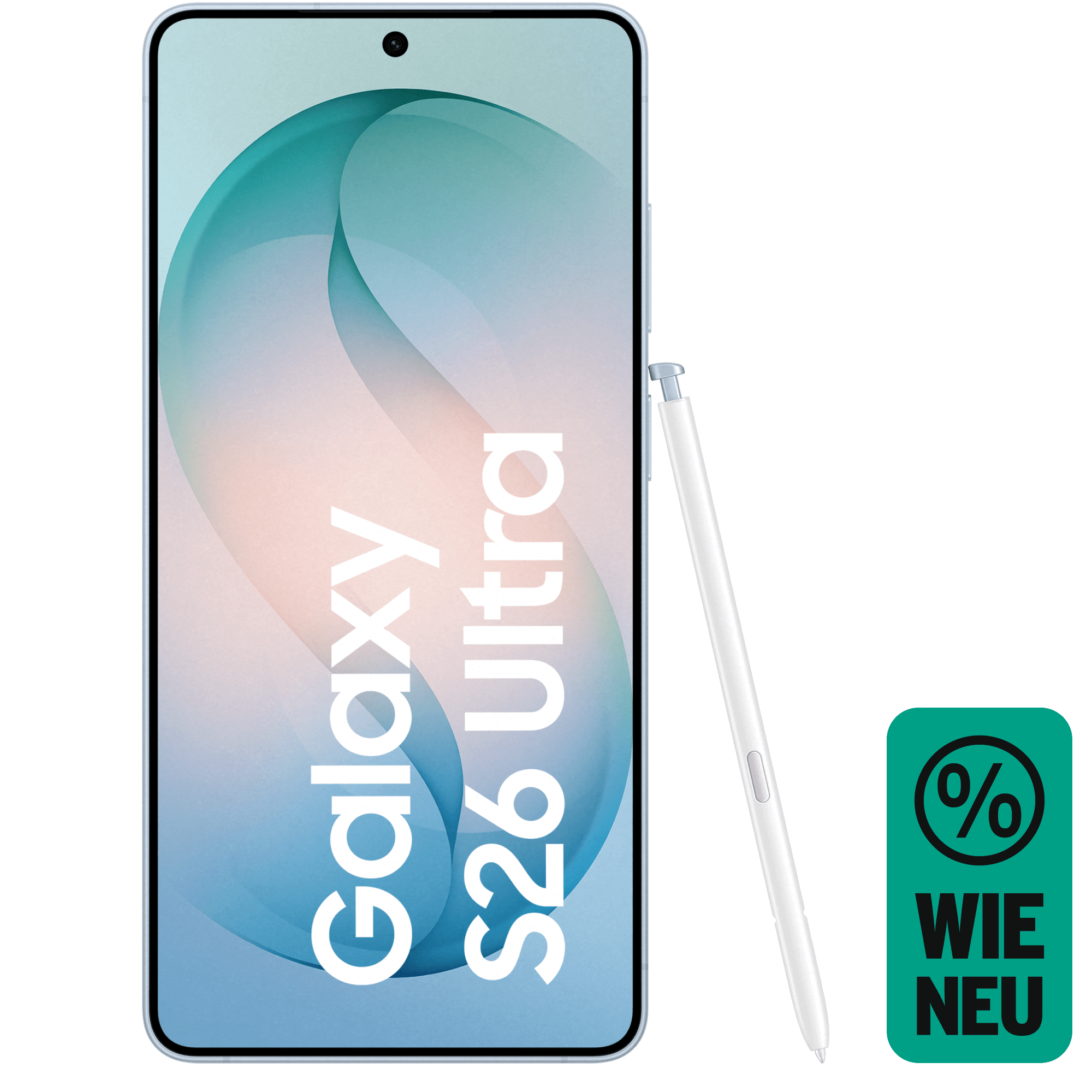 Vorderansicht Samsung Galaxy S26 Ultra Hellblau mit S-Pen. Wie neu.