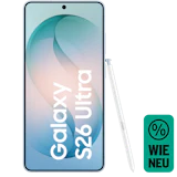 Vorderansicht Samsung Galaxy S26 Ultra Hellblau mit S-Pen. Wie neu.