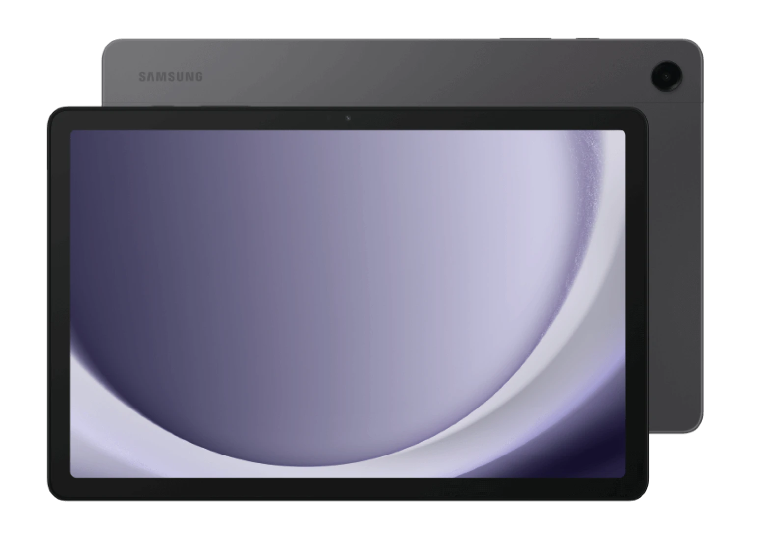 Vorder- und Rückansicht Samsung Galaxy Tab A9 Plus Graphit.