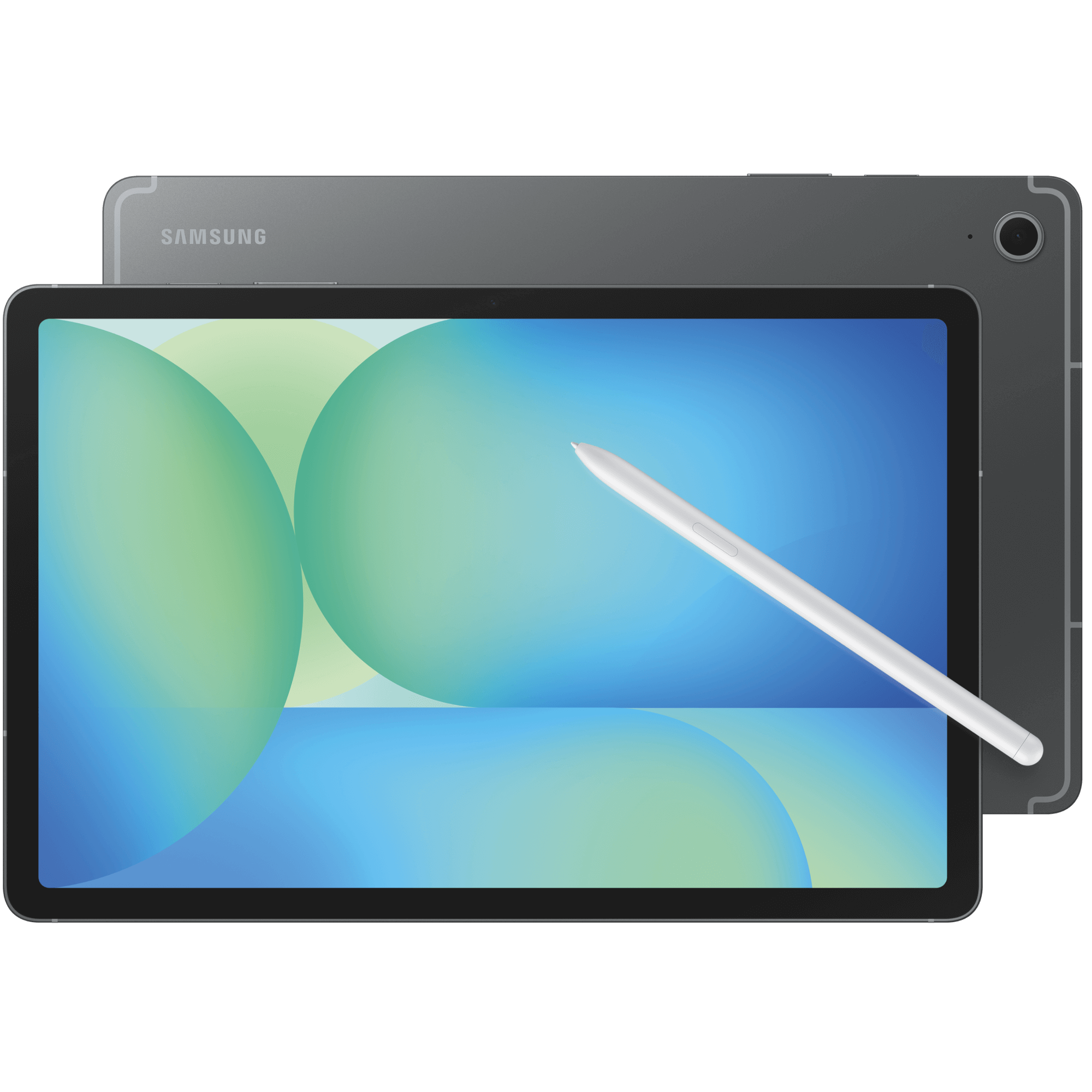 Vorder- und Rückansicht Samsung Galaxy Tab S10 Fe 5G Grau.