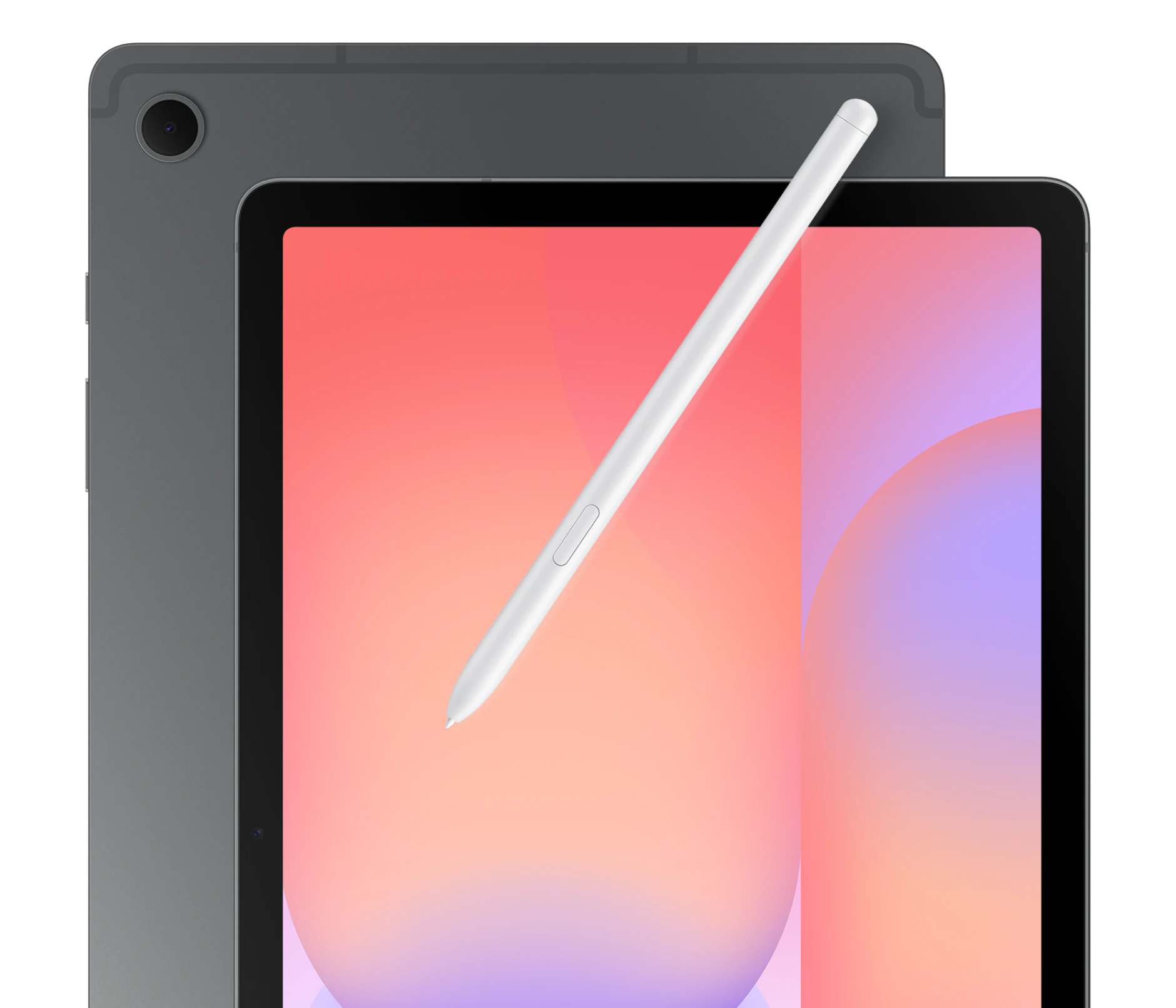 Vorder- und Rückansicht Samsung Galaxy Tab S10 Lite Grau mit Pen.