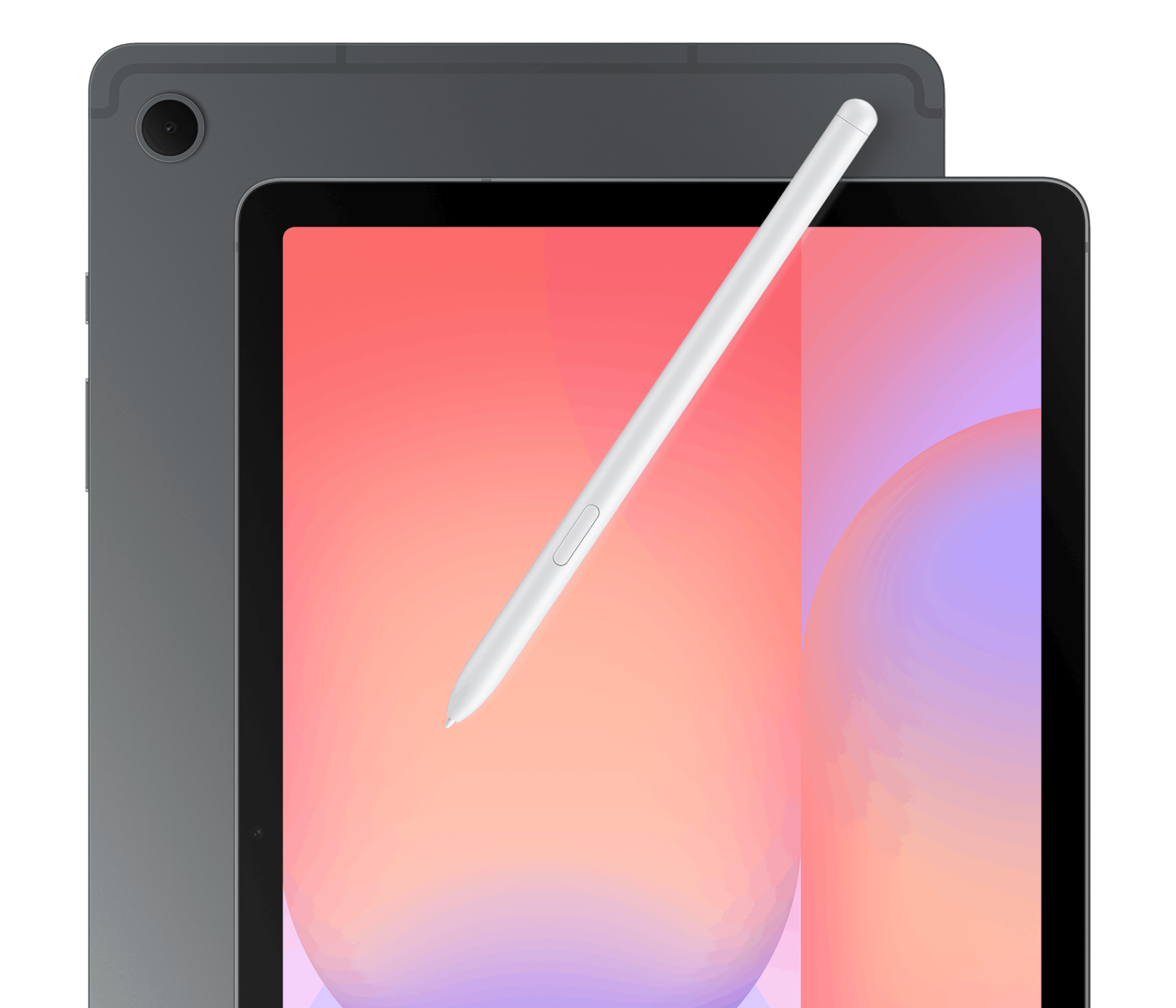 Vorder- und Rückansicht Samsung Galaxy Tab S10 Lite Grau mit Pen.