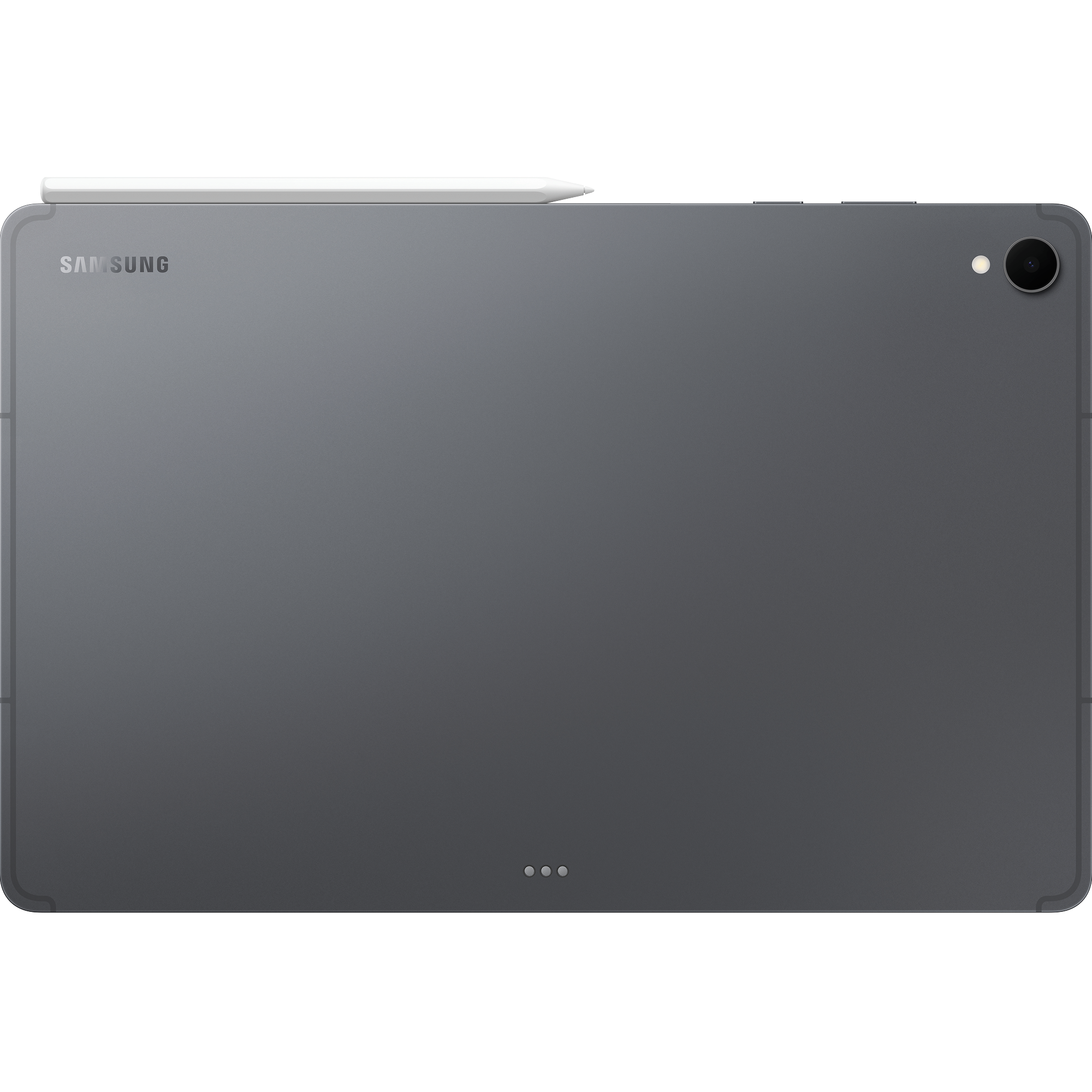 Rückansicht mit S-Pen vom Samsung Galaxy Tab S12+ 5G in grau.