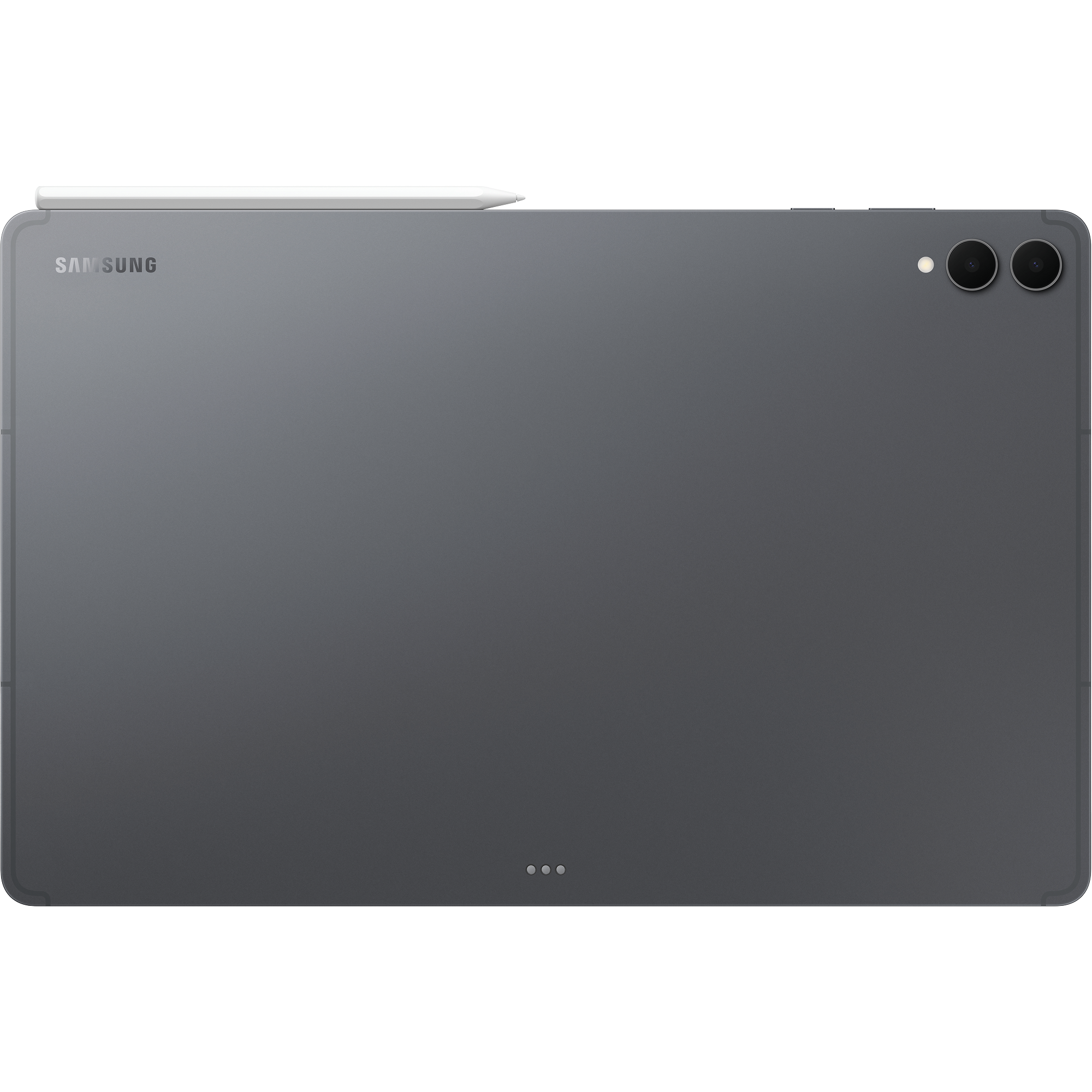 Rückansicht mit S-Pen vom Samsung Galaxy Tab S12 Ultra 5G in grau.