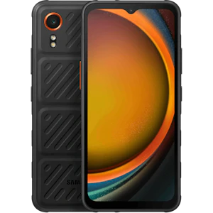 Vorder- und Rückansicht Samsung Galaxy XCover7 Schwarz. Vorder- und Rückansicht Samsung Galaxy XCover7 Schwarz.