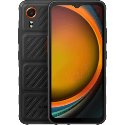 Vorder- und Rückansicht Samsung Galaxy XCover7 Schwarz. Vorder- und Rückansicht Samsung Galaxy XCover7 Schwarz.