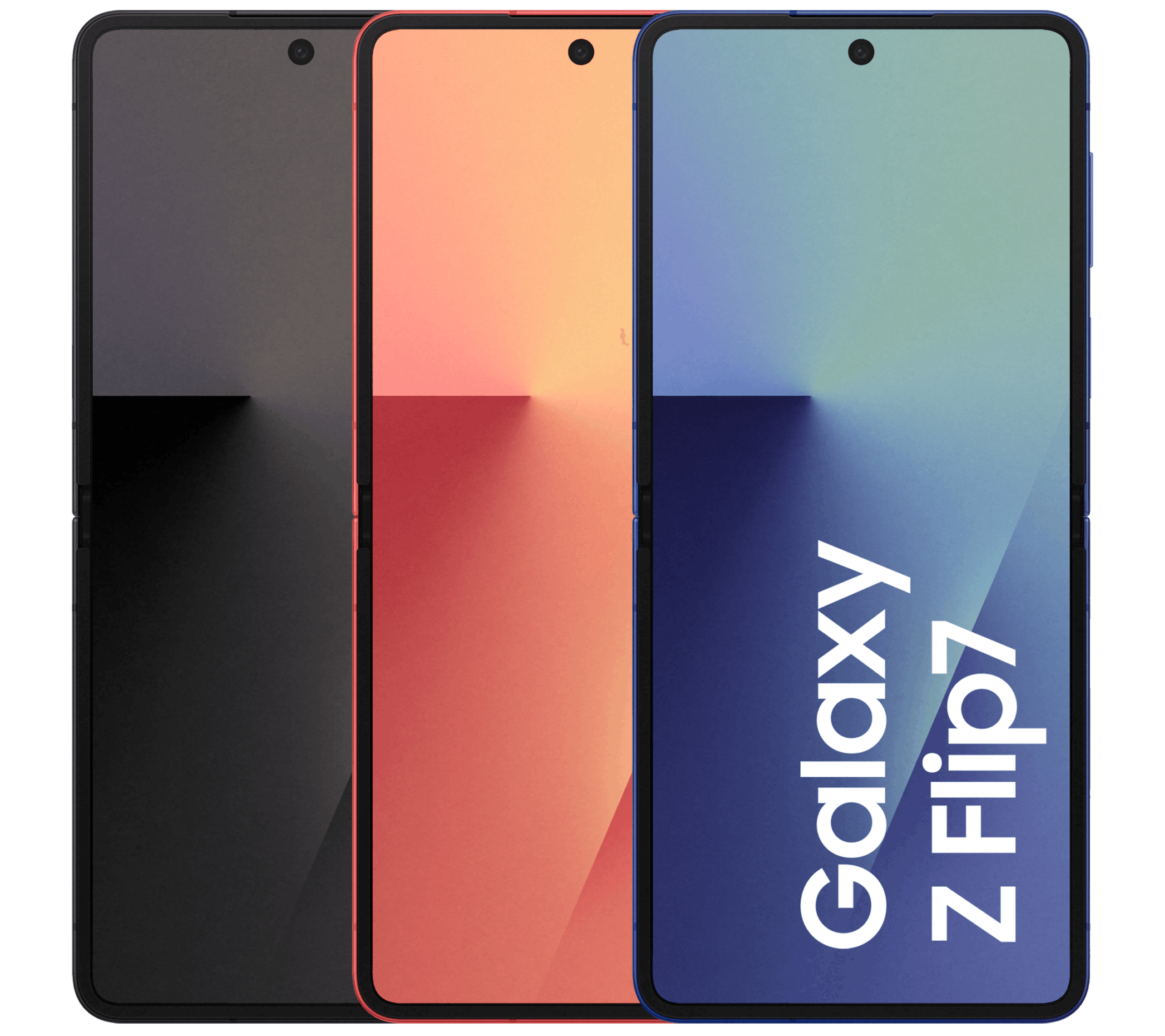 Mehrere Samsung Galaxy Z Flip7 in verschiedenen Farben.