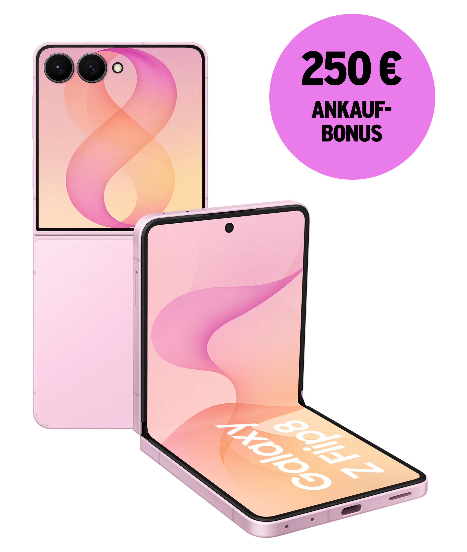 Highlight Bild vom Gerät Rück- und Vorderansicht Samsung Galaxy Z Flip8. 250 € Ankaufbonus.