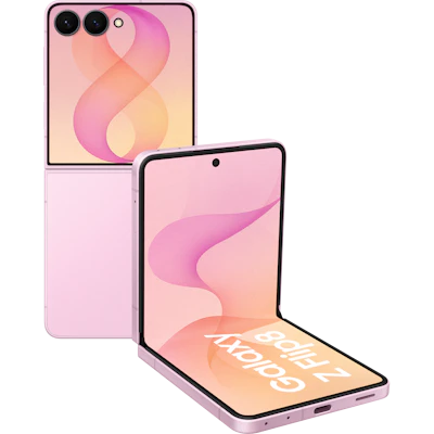 Rück- und Vorderansicht Samsung Galaxy Z Flip8 Pink.