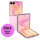 Rück- und Vorderansicht Samsung Galaxy Z Flip8 Pink. 250 € Ankaufbonus.