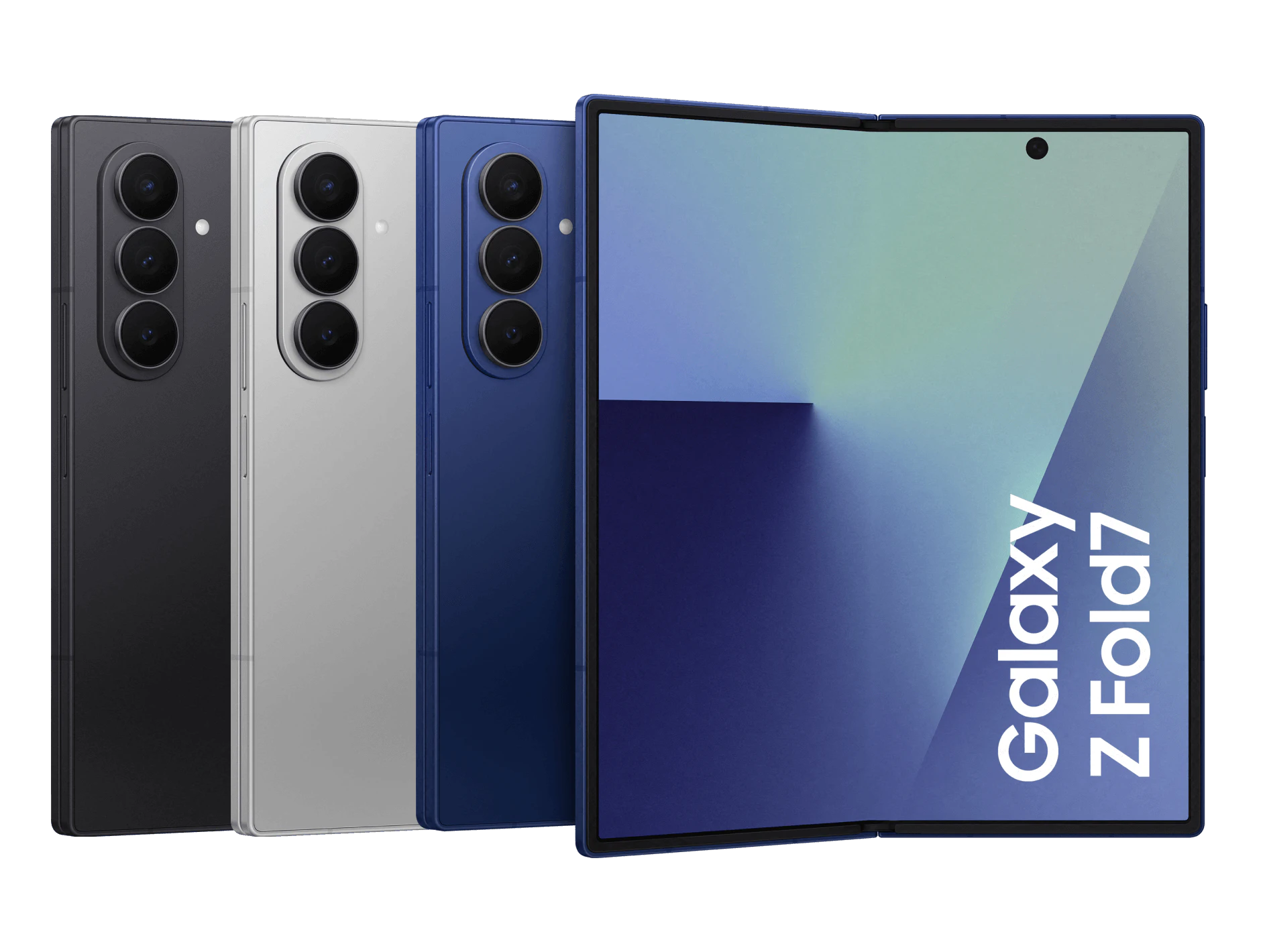 Highlight Bild vom Gerät Mehrere Samsung Galaxy Z Fold7 in verschiedenen Farben.