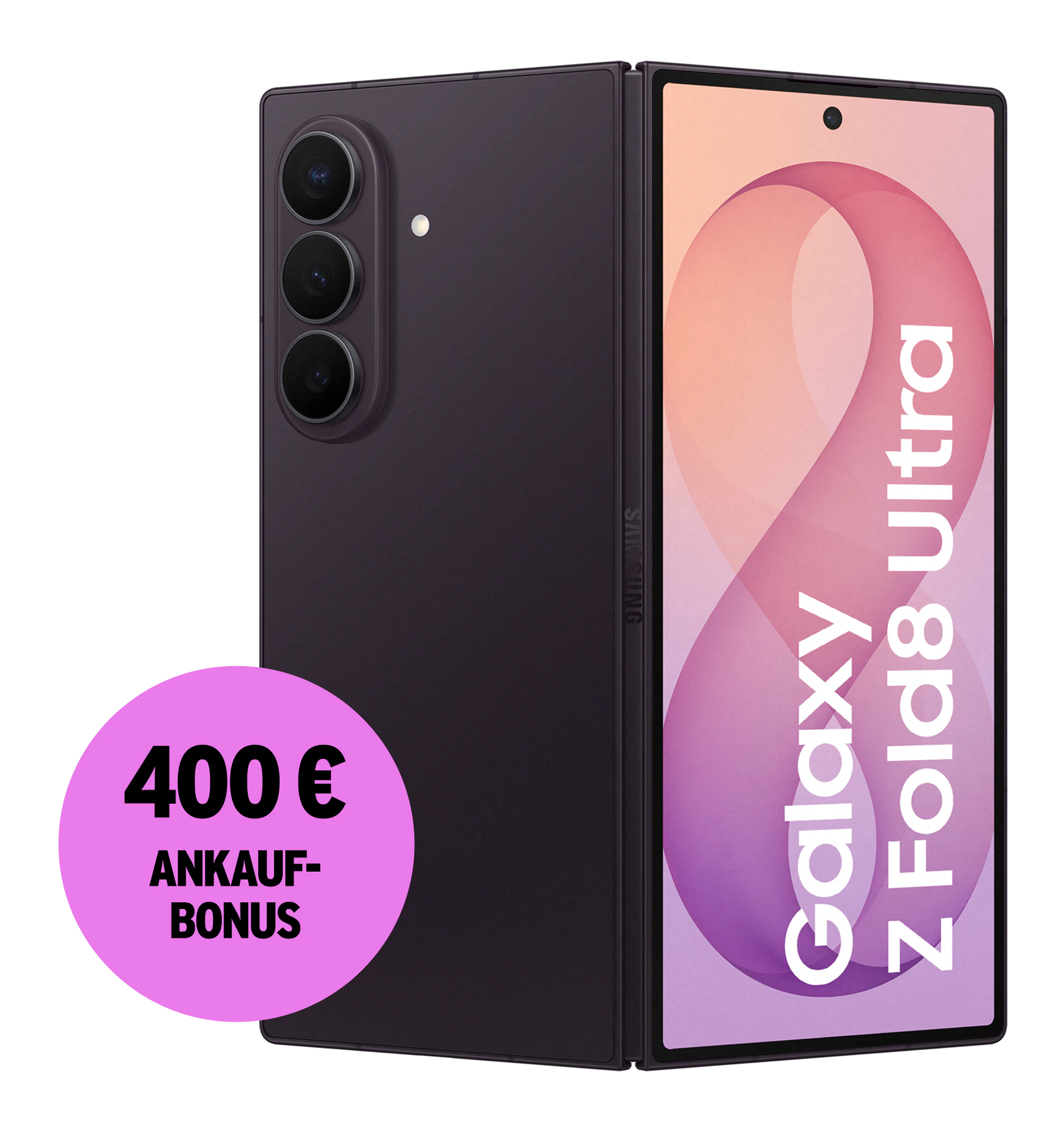 Rück- und Vorderansicht Samsung Galaxy Z Fold8 Ultra Cream. 400 € Ankaufbonus.