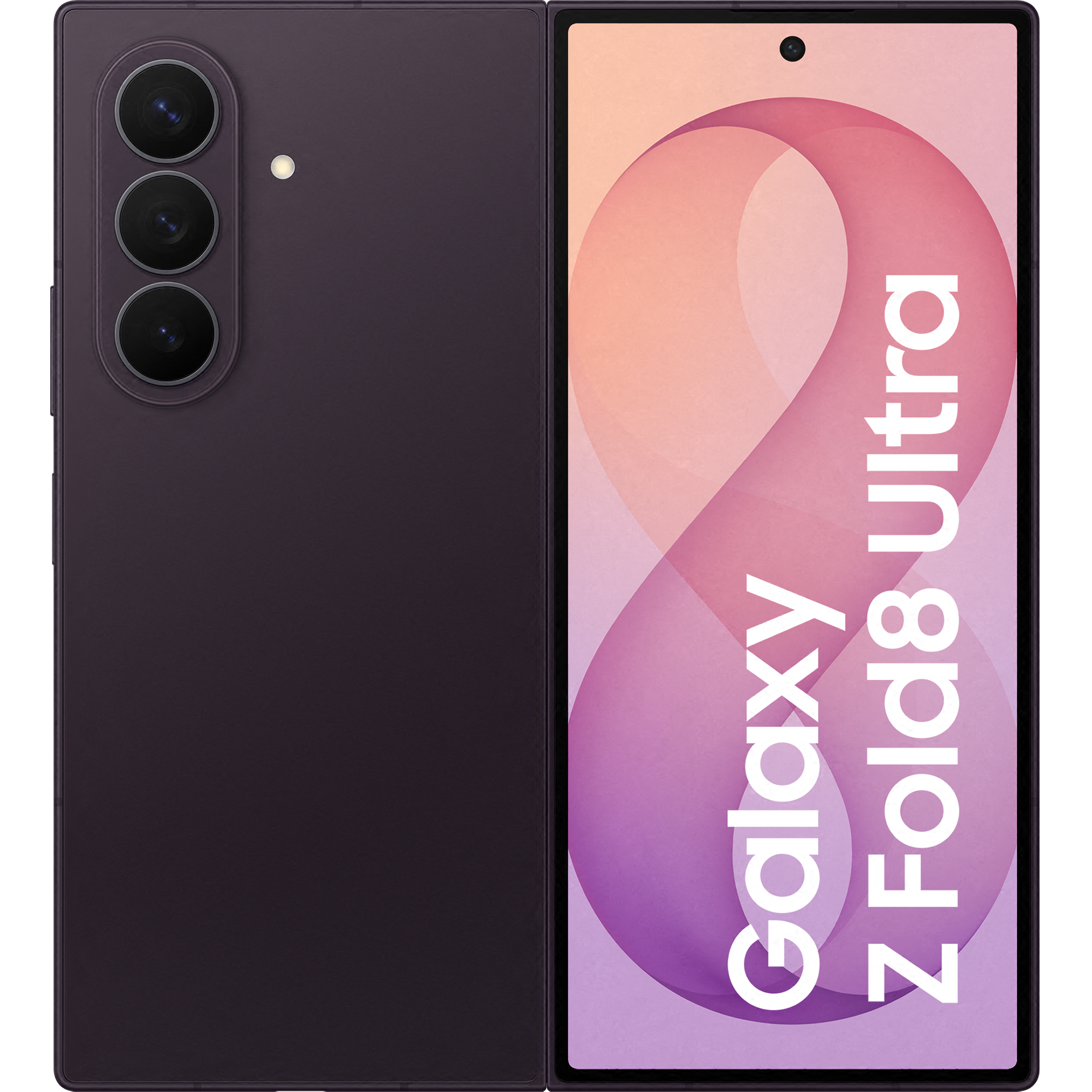 Rück- und Vorderansicht Samsung Galaxy Z Fold8 Ultra Violet Shadow.