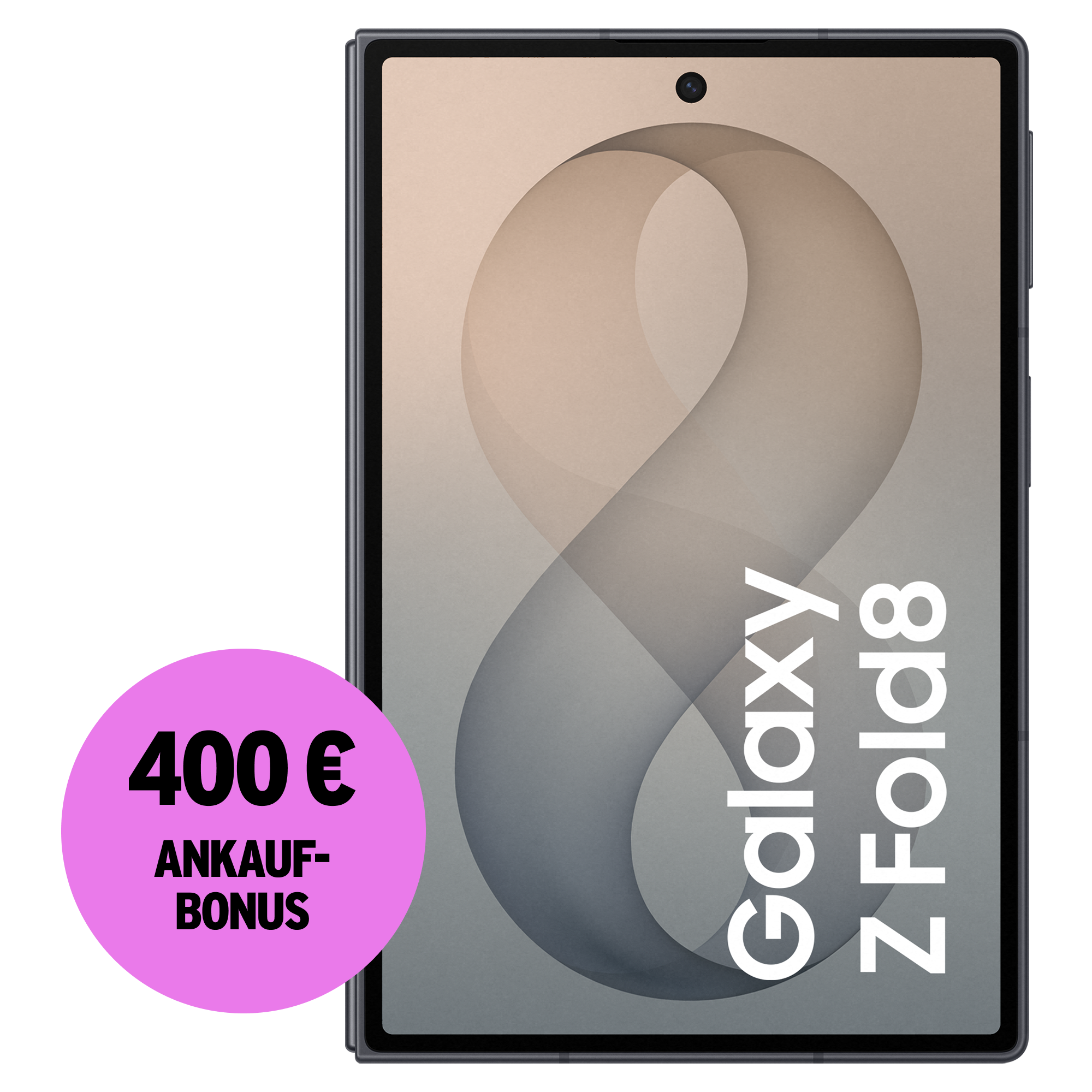 Vorderansicht Samsung Galaxy Z Fold8 Graphite. 400 € Ankaufbonus.
