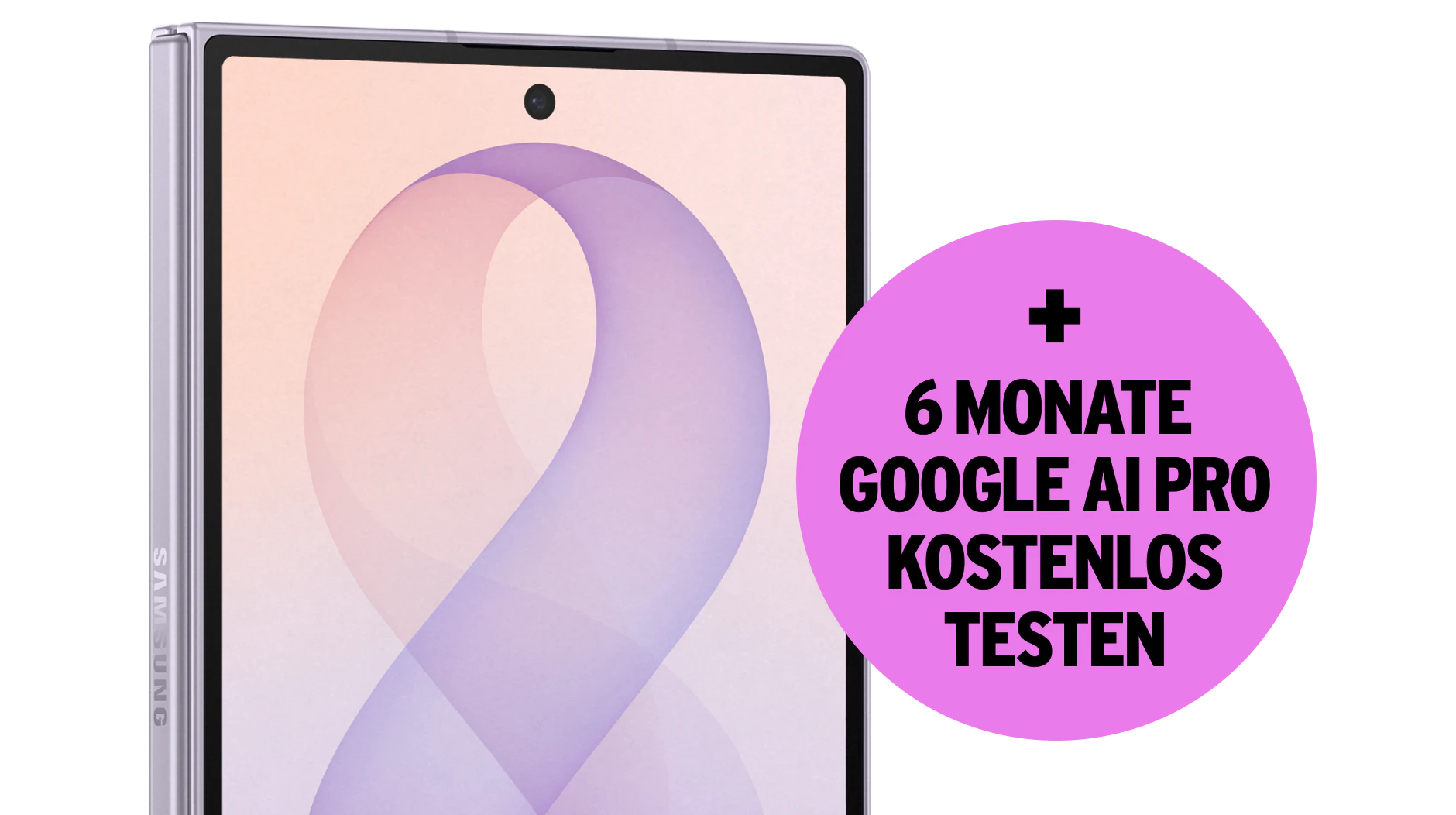 Highlight Bild vom Gerät Vorderansicht Samsung Galaxy Z Fold8. Plus 6 Monate Google AI Pro kostenlos testen.