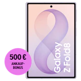 Vorderansicht Samsung Galaxy Z Fold8 Lavender. 500 € Ankaufbonus.