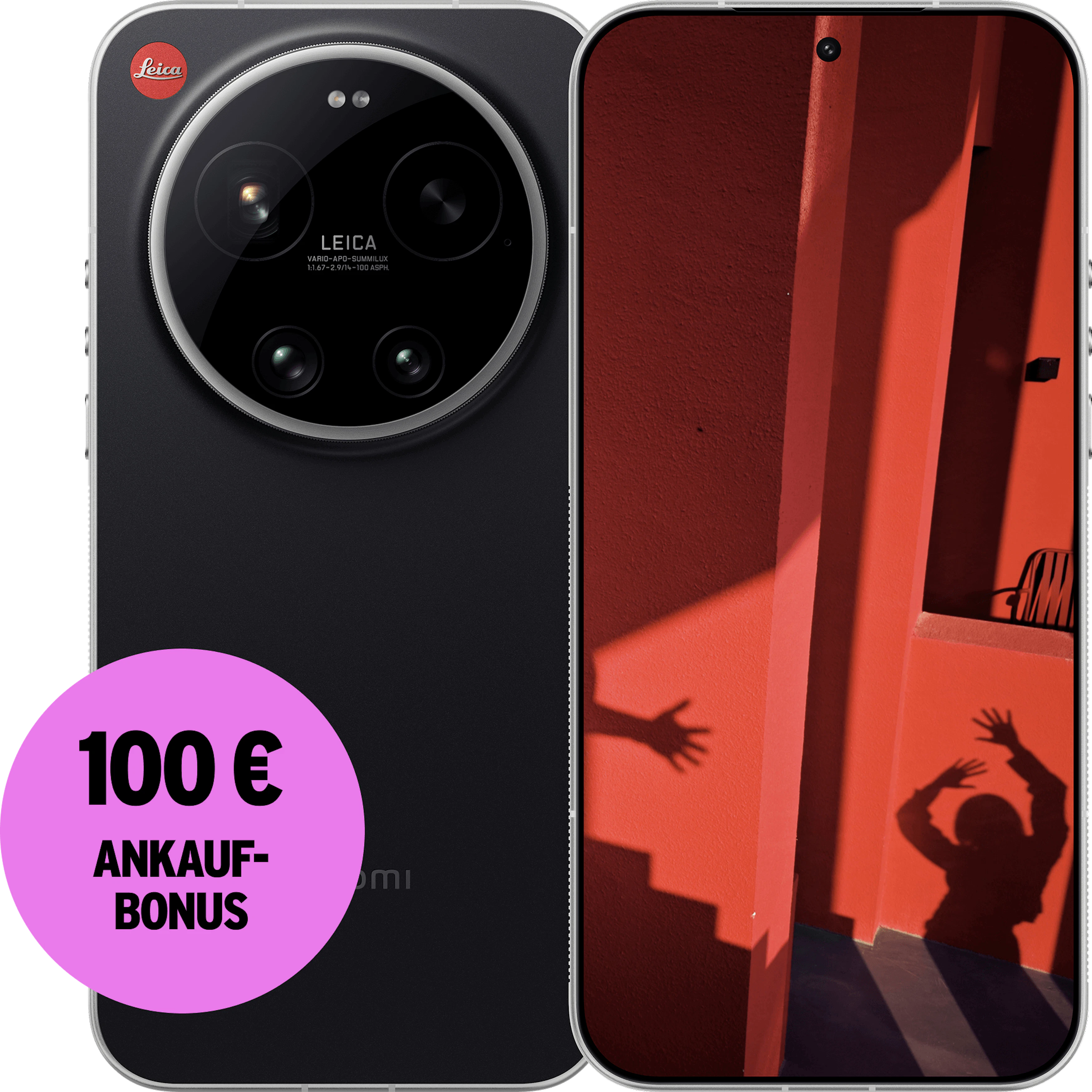 Rück- und Vorderansicht Leica Leitzphone in schwarz. 100 € Ankaufbonus.