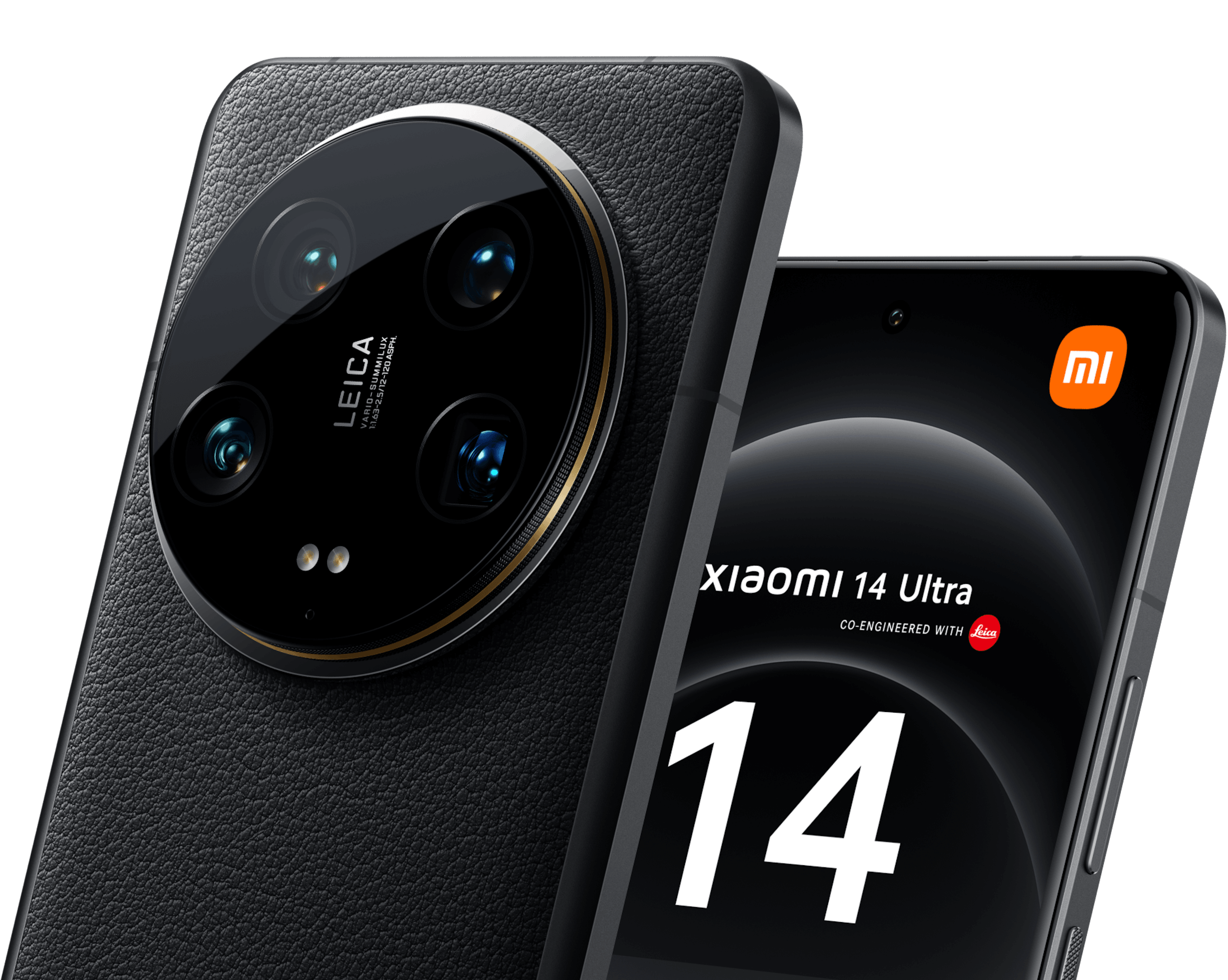 Schräge Vorder- und Rückansicht Xiaomi 14 Ultra.