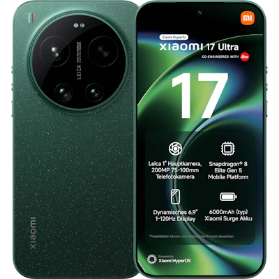 Rück- und Vorderansicht Xiaomi 17 Ultra in grün.