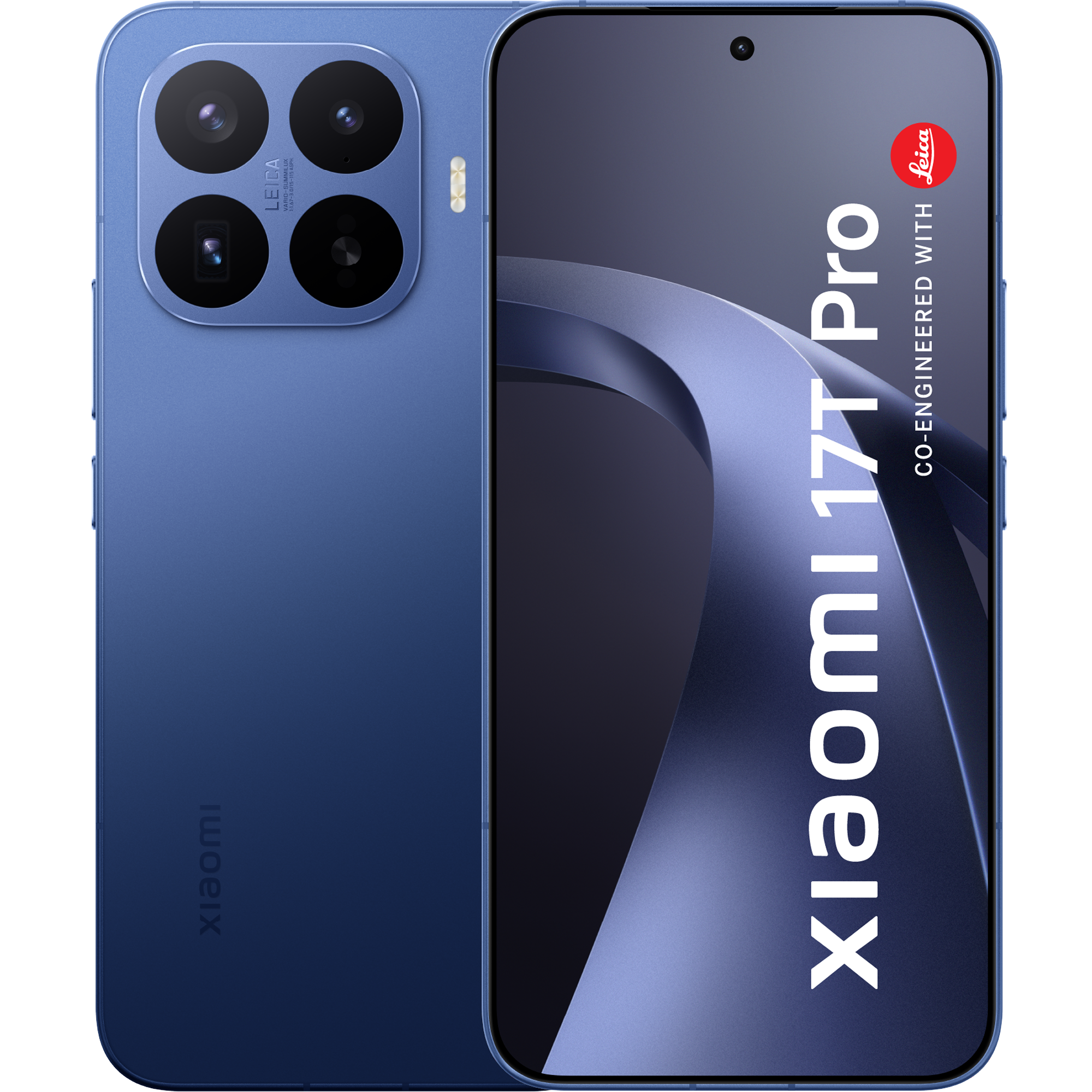 Rück- und Vorderansicht Xiaomi 17T Pro deep blue.