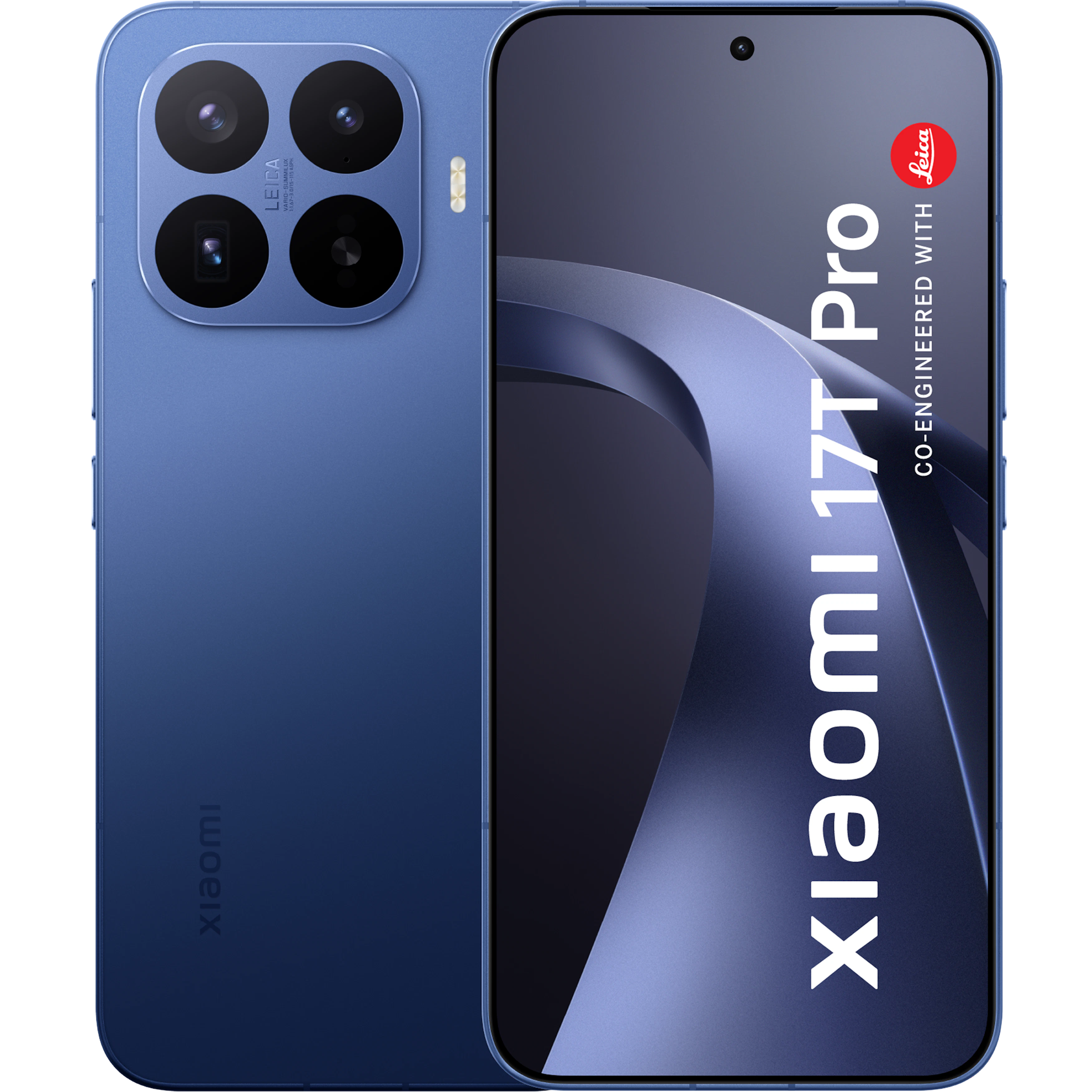 Rück- und Vorderansicht Xiaomi 17T Pro deep blue.