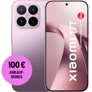Rück- und Vorderansicht Xiaomi 17T light purple. 100 € Ankaufbonus.
