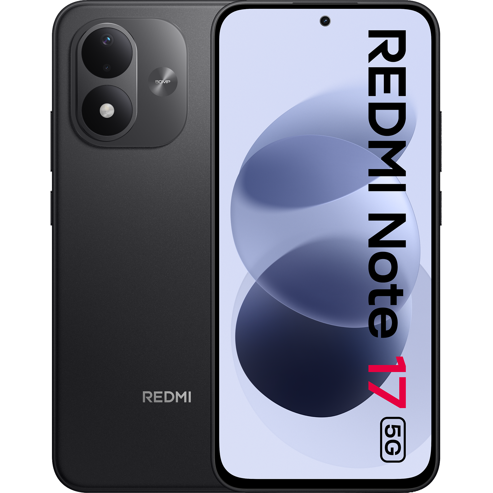 Xiaomi Redmi Note 17 5G black Vorder- und Rückansicht.