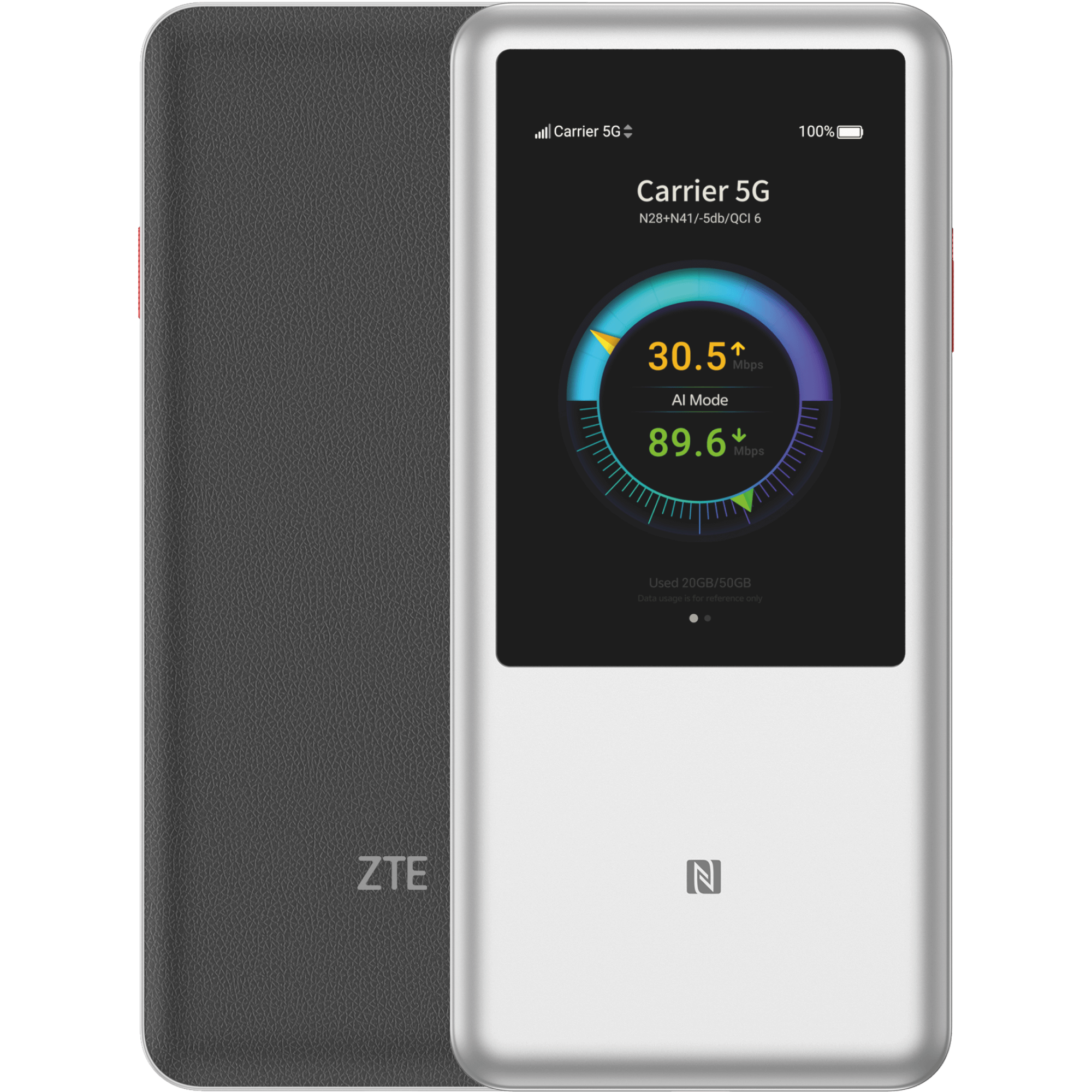 Vorder- und Rückansicht ZTE U60 HyperMobile 2 5G weiß.
