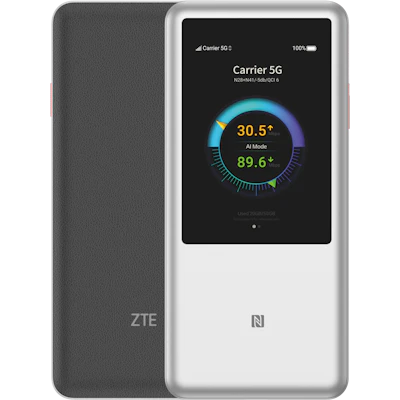 Vorder- und Rückansicht ZTE U60 HyperMobile 2 5G weiß.