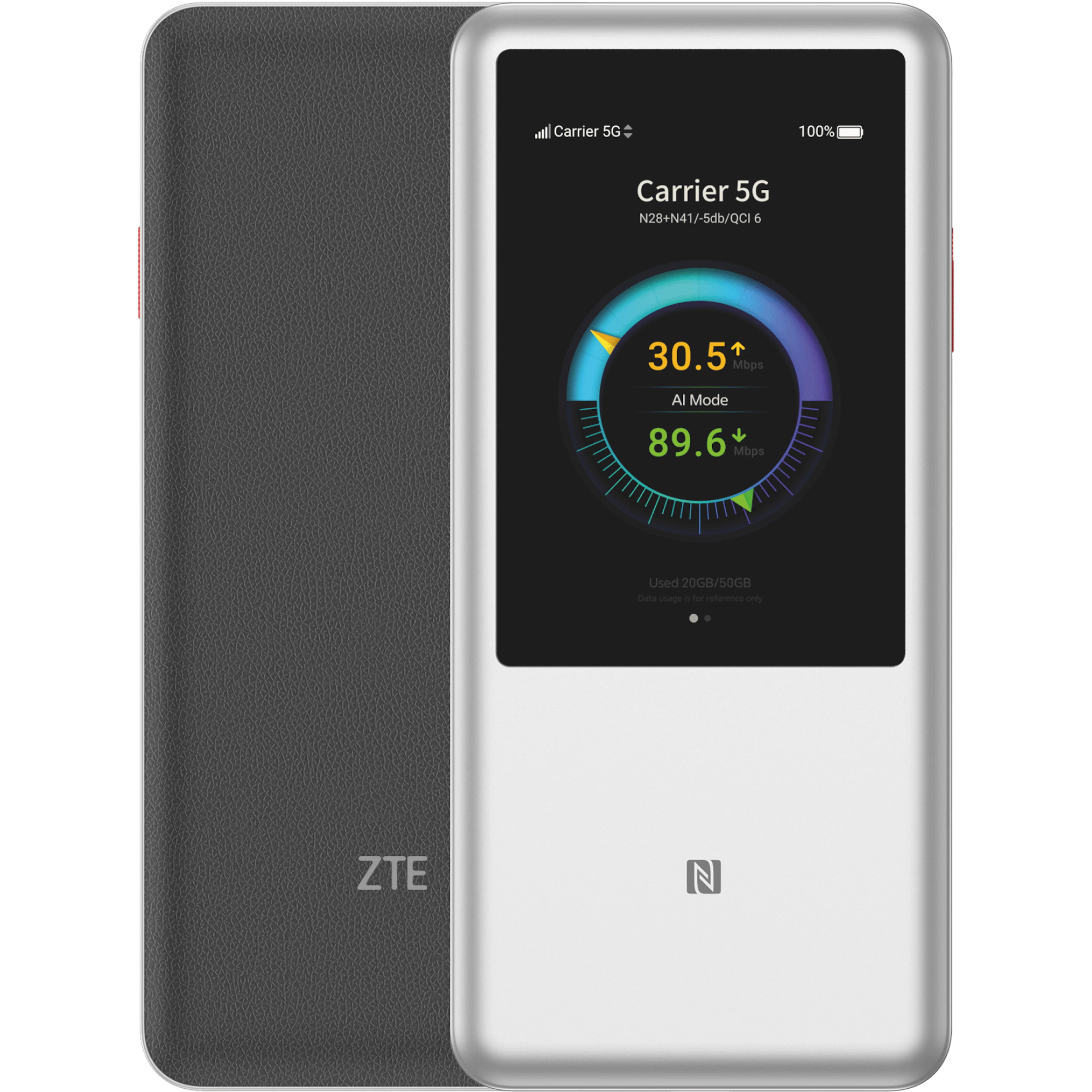 Vorder- und Rückansicht ZTE U60 HyperMobile 2 5G weiß.