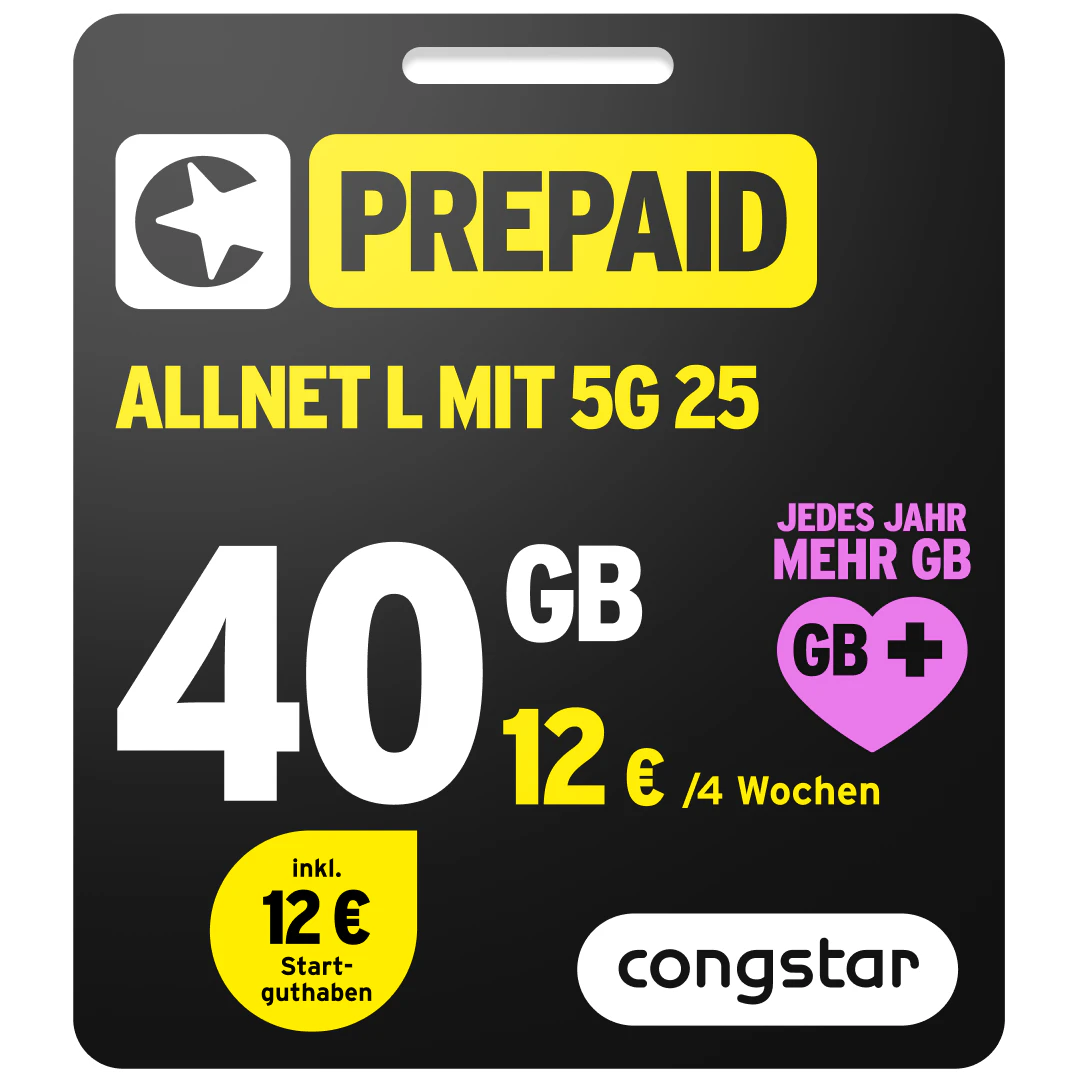 Prepaid Card Bild der Verpackung des Prepaid Allnet L mit 5G 25