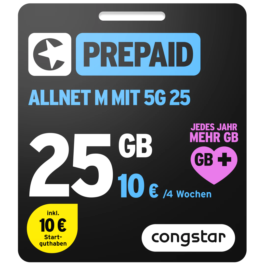 Prepaid Card Bild der Verpackung des Prepaid Allnet M mit 5G 25