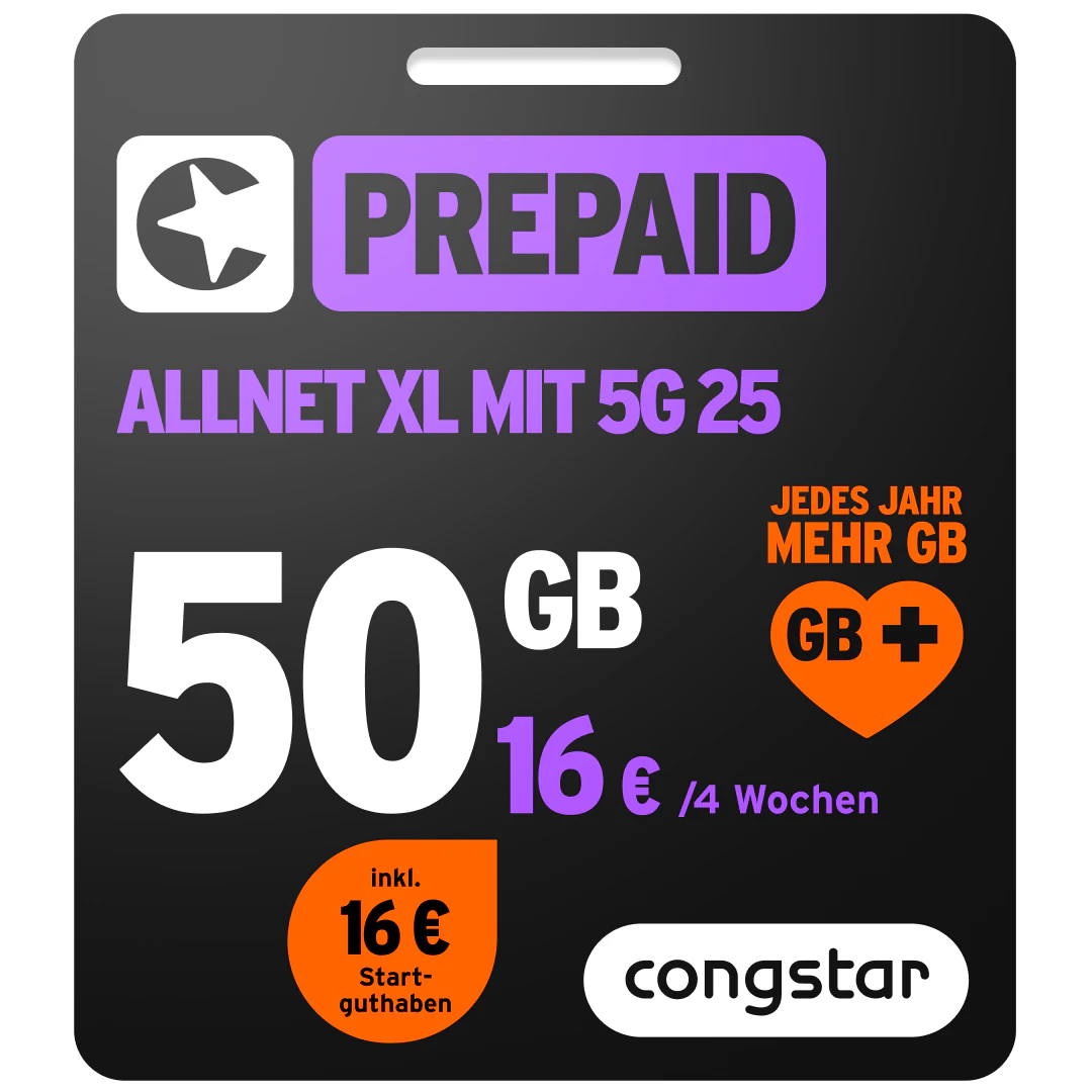 Prepaid Card Bild der Verpackung des Prepaid Allnet XL mit 5G 25