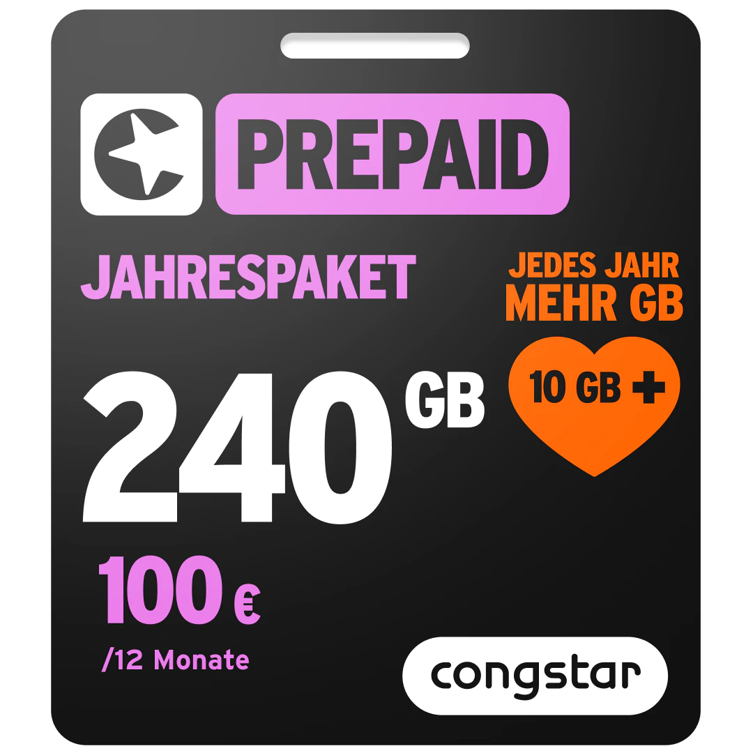 Prepaid Card Bild der Verpackung des Prepaid Jahrespaketes