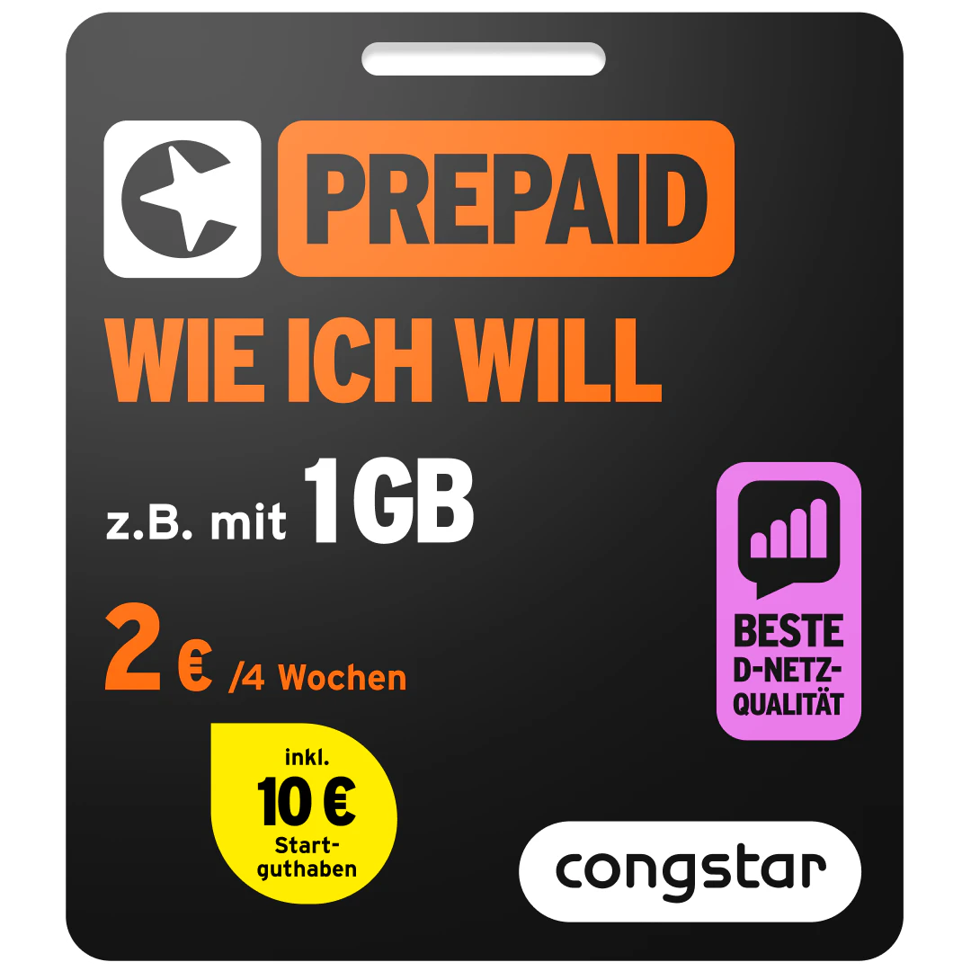 Prepaid Card Bild der Verpackung des Prepaid wie ich will